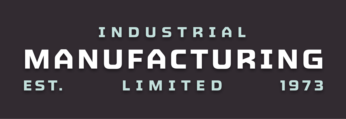  blocky industrial font that says 'Industrial Manufacturing'. The word 'Manufacturing' is rendered in a chrome style.